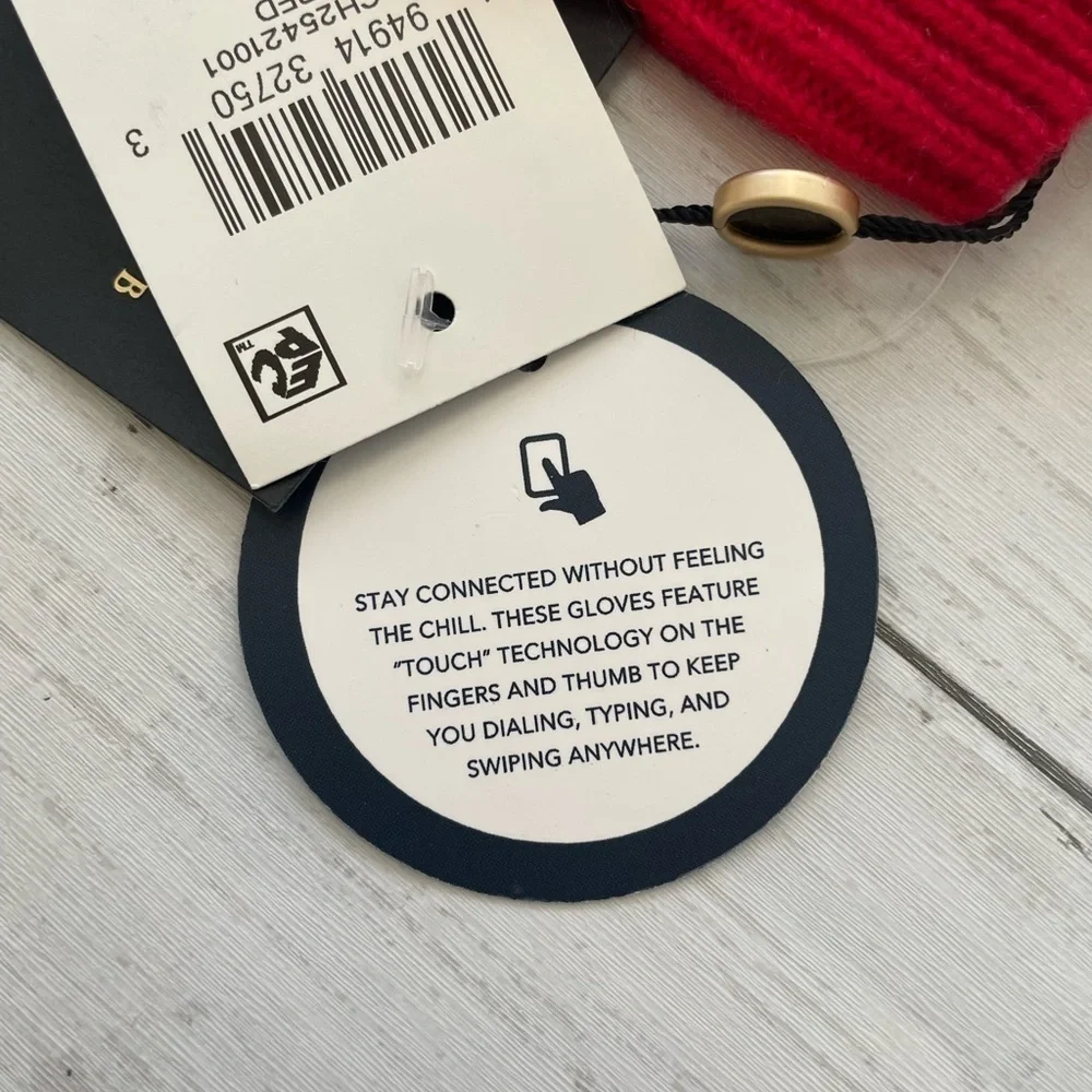 Touch Screen Compatible Gloves Charter Club 100% Cashmere Red One-Size NWT - Picture 9 of 11